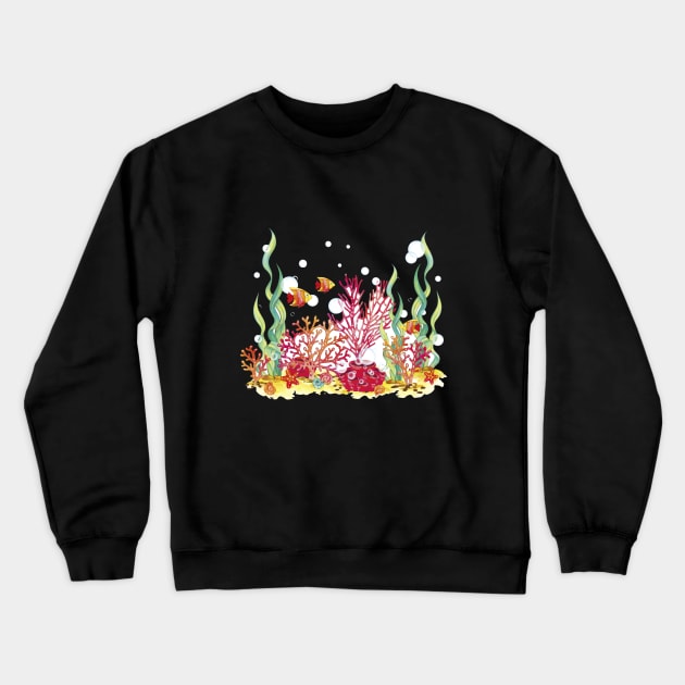 Coral Hand Drawn Crewneck Sweatshirt by Mako Design 